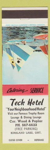 Matchbook Cover - Teck Hotel Kirkland Lake ON sailing scene