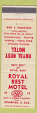 Matchbook Cover - Royal Rest Motel Spearfish SD