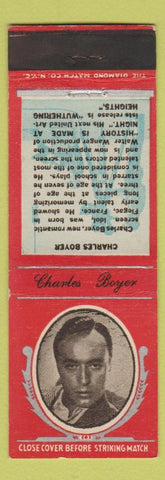 Matchbook Cover - 1930s Diamond Movie Stars Charles Boyer