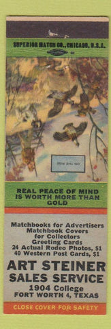 Matchbook Cover - Art Steiner Fort Worth TX Match Collector