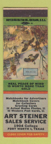 Matchbook Cover - Art Steiner Fort Worth TX Match Collector