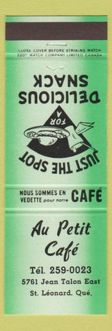 Matchbook Cover - Au Petit Cafe ST Leonard QC