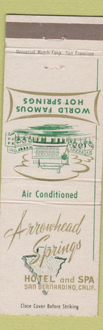 Matchbook Cover - Arrowhead Springs Hotel Spa San Bernardino CA