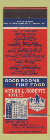 Matchbook Cover - Arthur L Roberts Hotels Rochester MN