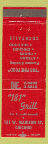 Matchbook Cover - 181 Grill Chicago IL