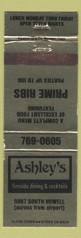 Matchbook Cover - Ashley's Restaurant Milwaukee? WI