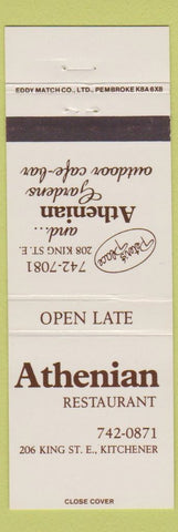 Matchbook Cover - Athenian Restaurant Kitchener ON