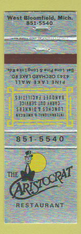 Matchbook Cover - Aristocrat Restaurant West Bloomfield MI