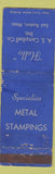 Matchbook Cover - AS Campbell East Boston MA Metal Stamping WORN