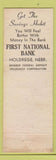 Matchbook Cover - 1st National Bank Holdrege NE STAINED