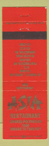 Matchbook Cover - Asia Restaurant Chinese Newington NH WEAR Portsmouth
