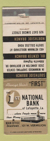 Matchbook Cover - 1st National Bank Lafayette LA WEAR