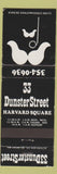 Matchbook Cover - 33 Dunster Street Harvard Square MA