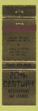 Matchbook Cover - 20th Century Restaurant Lounge Elmhurst IL