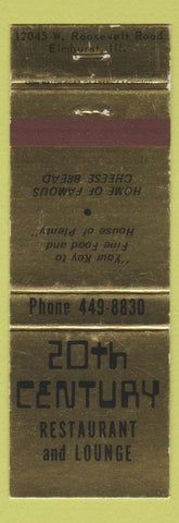 Matchbook Cover - 20th Century Restaurant Lounge Elmhurst IL