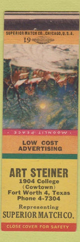 Matchbook Cover - Art Steiner Superior Match Fort Worth TX