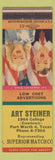 Matchbook Cover - Art Steiner Superior Match Fort Worth TX