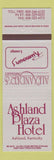 Matchbook Cover - Ashland Plaza Hotel Ashland KY