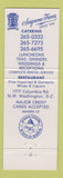 Matchbook Cover - Arvignone Freres Catering Washington DC