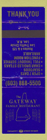 Matchbook Cover - Gateway Family Restaurant Lee NH