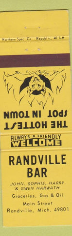 Matchbook Cover - Randville Bar Randville MI oil gas devil