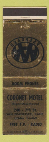 Matchbook Cover - Coronet Motel San Francisco CA