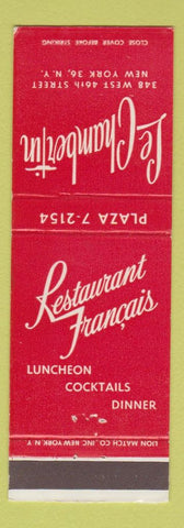 Matchbook Cover - Le Chambertin New York City French Restaurant