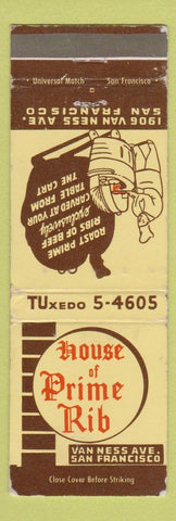 Matchbook Cover - House of Prime Rib San Francisco CA WORN