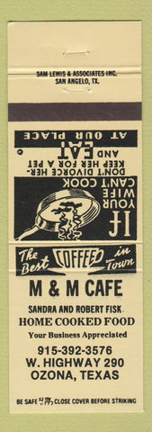 Matchbook Cover - M&M Cafe Ozona TX
