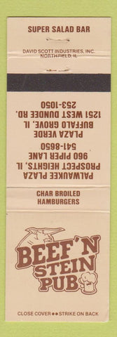 Matchbook Cover - Beef N Stein Pub West Dundee Prospect Heights IL