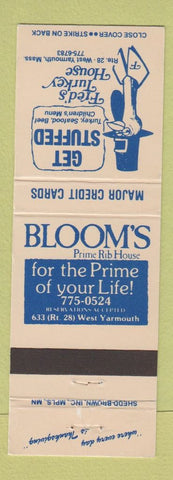 Matchbook Cover - Cloom's Prime Rib House West Yarmouth MA Fred's Turkey