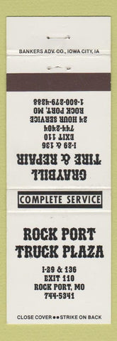 Matchbook Cover - Rock Port Truck Plaza MO oil gas white