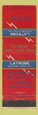 Matchbook Cover - Latrobe Electric Steel New York City Joe Pfaff