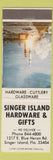 Matchbook Cover - Singer Island Hardware Gifts Singer Island FL