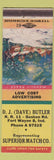 Matchbook Cover - Dave Butler Superior Match Fort Wayne IN