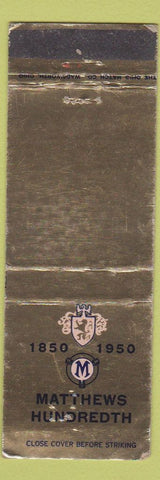 Matchbook Cover - Matthews Hundredth 1950 Newark NJ WEAR