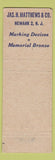 Matchbook Cover - Matthews Hundredth 1950 Newark NJ WEAR