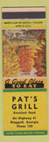 Matchbook Cover - Pat's Grill Ringgold GA low phone #