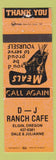 Matchbook Cover - DJ Ranch Cafe Elgin OR