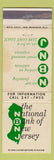 Matchbook Cover - National Bank Metuchen Middlesex New Brunswick NJ WEAR