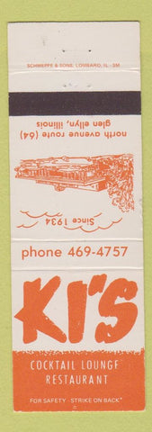 Matchbook Cover - Ki's Cocktail Lounge Restuarant Glen Ellyn IL