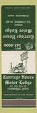 Matchbook Cover - Carriage House Motor Lodge Sturbridge MA