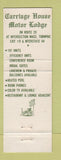 Matchbook Cover - Carriage House Motor Lodge Sturbridge MA