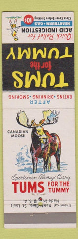 Matchbook Cover - Tums Antacid Canadian Moose