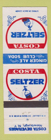 Matchbook Cover - Costa Seltzer Beverages Newburgh NY Ginger Ale soda