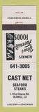 Matchbook Cover - Cast Net Seafood Slidell LA