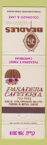 Matchbook Cover - Beadles Cafeteria Pasadena CA