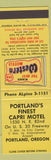 Matchbook Cover - Capri Motel Portland OR WEAR