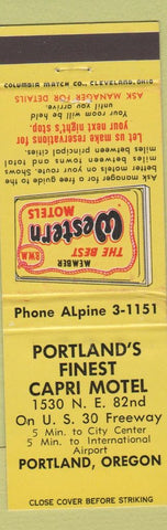 Matchbook Cover - Capri Motel Portland OR WEAR