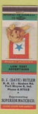 Matchbook Cover - Dave Butler Superior Match Fort Wayne IN
